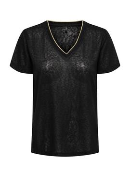 Camiseta Only Beatrice manga curta preta para mulher.