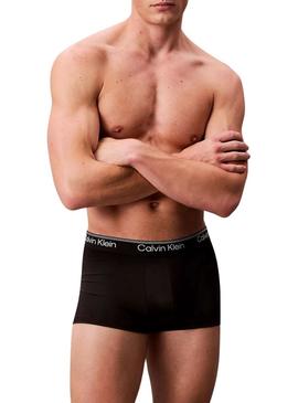 Conjunto de 3 cuecas Calvin Klein Jeans de microfibra preta com cintura baixa para homem.