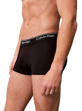 Conjunto de 3 cuecas Calvin Klein Jeans de microfibra preta com cintura baixa para homem.