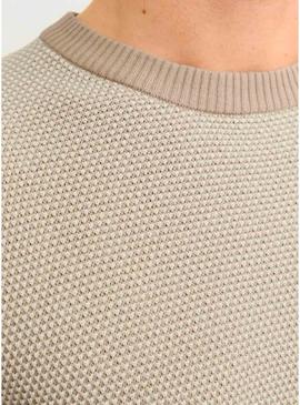 Camisola Jack and Jones Globe bege para homem.