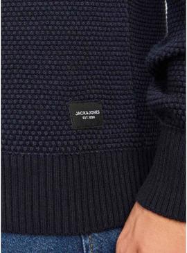 Camisola Jack and Jones Globe azul marinho para homem.
