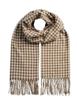 Cachecol Pieces Fernanda xadrez camelo para mulher