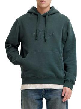 Moletom Jack and Jones Bleecker verde com capuz para homem.