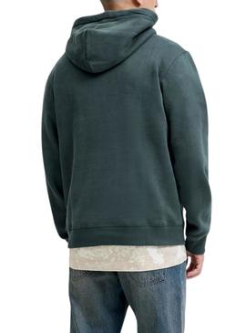 Moletom Jack and Jones Bleecker verde com capuz para homem.