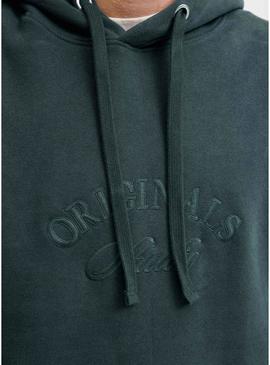 Moletom Jack and Jones Bleecker verde com capuz para homem.