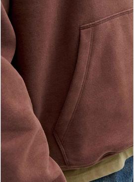 Moletom Jack and Jones Bleecker marrom com capuz para homem.