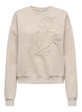 Moletom Only Elisanna bege para mulher