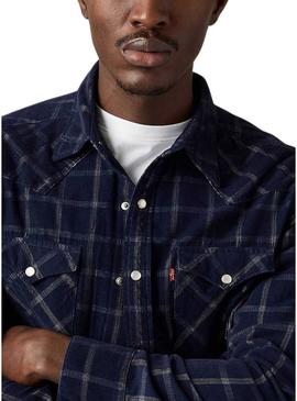 Camisa Levis Barstow Western azul marino para homem.
