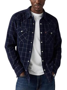 Camisa Levis Barstow Western azul marino para homem.