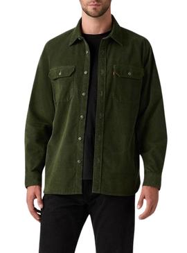 Camisa Levis Jackson Worker de veludo cotelê verde para hombre