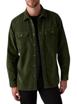 Camisa Levis Jackson Worker de veludo cotelê verde para hombre