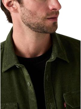 Camisa Levis Jackson Worker de veludo cotelê verde para hombre