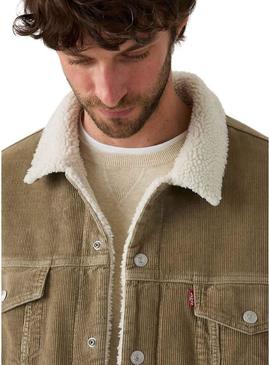Jaqueta Levis Sherpa de veludo cotelê tostado relaxada para homem.