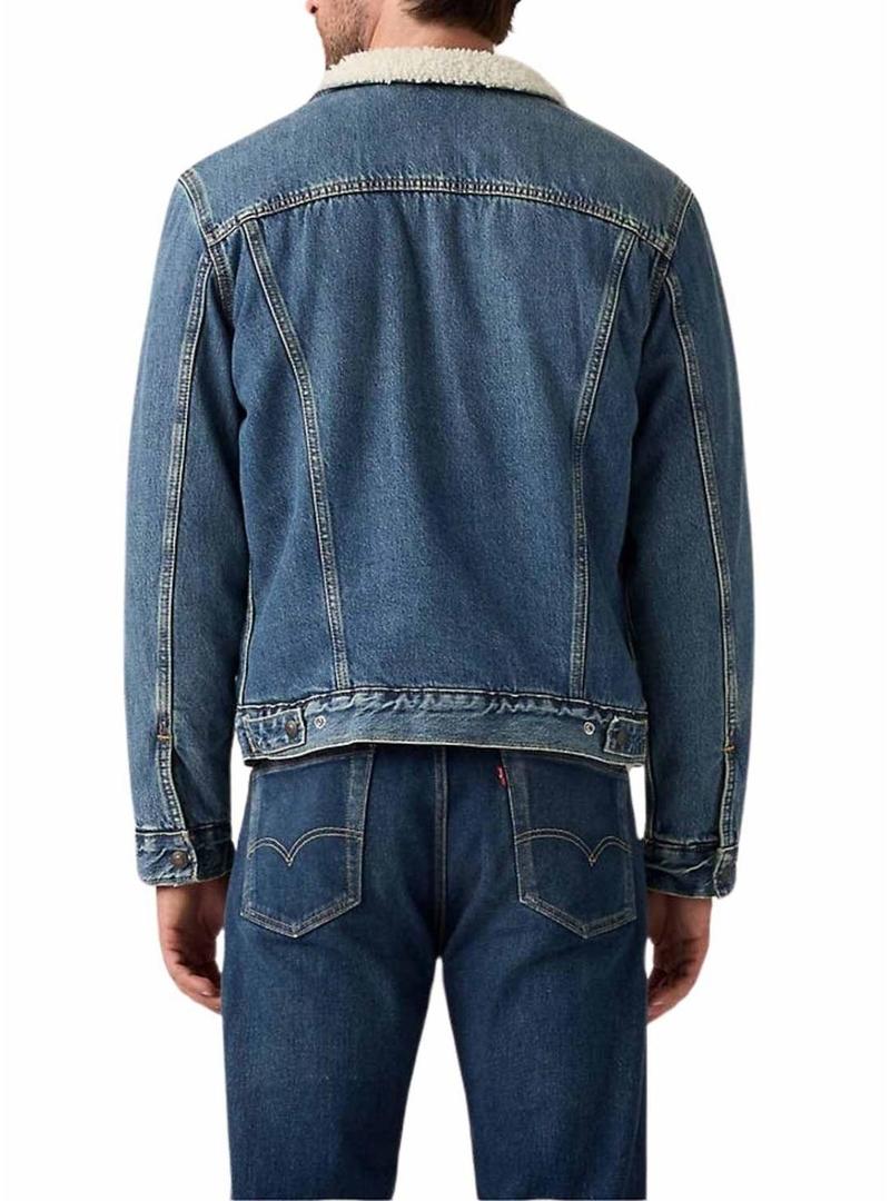 Jaqueta jeans Levis Type 3 Sherpa Trucker para homens.