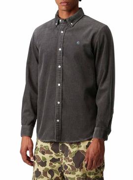 Camisa Carhartt Madison de veludo cotelê cinza para homem
