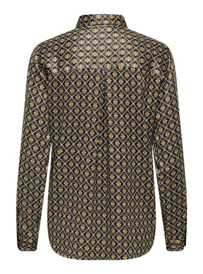 Camisa Only Jane estampado geométrico verde para mulher.