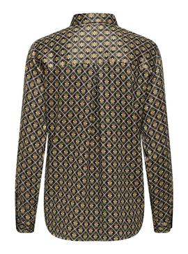 Camisa Only Jane estampado geométrico verde para mulher.