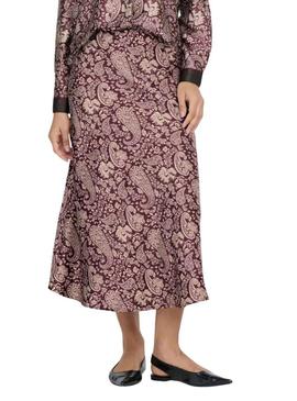 Saia Only Jane estampada Pasley granada para mulher.