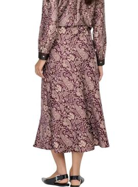 Saia Only Jane estampada Pasley granada para mulher.