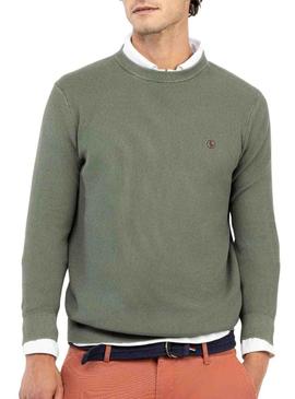Camisola El Ganso Estrutura Garment Dyed verde para homem.