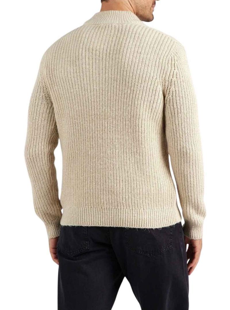 Camisola Only and Sons Rolf gola com zíper bege para homem