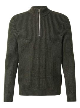 Camisola Only and Sons Rolf com fecho de correr verde para homem