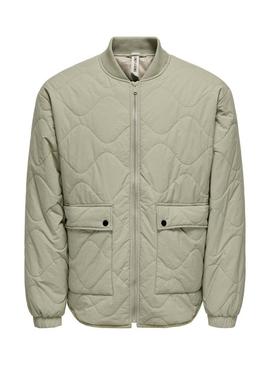 Jaqueta Acolchoada Verde Only and Sons Wren para Homem.