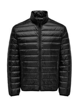 Casaco acolchoado preto Only and Sons Noa para homem.