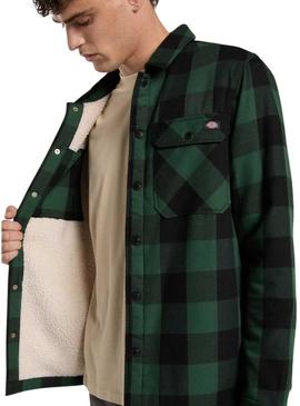 Camisa de camisa Dickies Sacramento verde e preta para homens