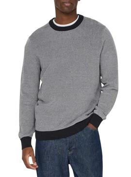 Camisola Only and Sons Tap marinho para homem