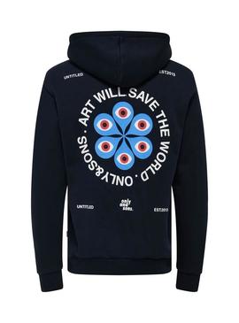 Moletom Only and Sons Ceres Claude preto para homem.