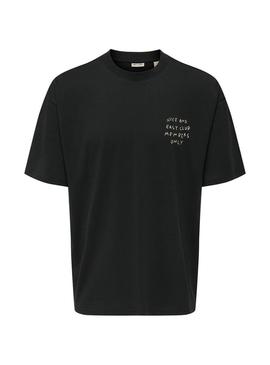 Camiseta Only and Sons Kyrie preta para homem.