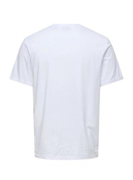Camiseta Only and Sons Milo Photo branca para homem.