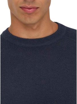 Camisola Only and Sons Há estrutura marinha para homem.