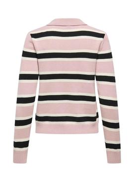Camisola de malha com listras rosa para mulher da Polo Only London.