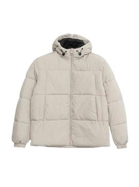 Casaco acolchoado com capuz bege Only and Sons David para homem.
