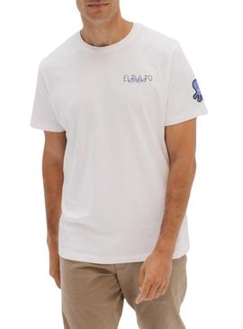 Camiseta El Pulpo Tríplice logo branco para homem.