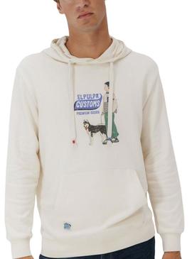 Moletom com capuz El Pulpo Customs bege para homem.