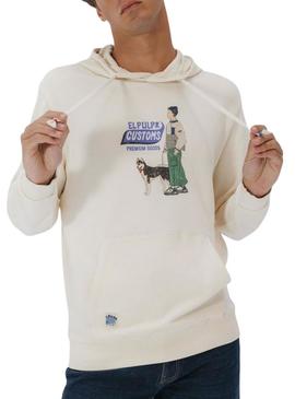 Moletom com capuz El Pulpo Customs bege para homem.