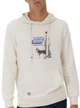Moletom com capuz El Pulpo Customs bege para homem.