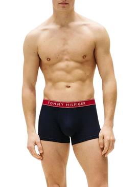 Pacote de 3 cuecas Tommy Hilfiger Trunk com estampa marinha para homens.