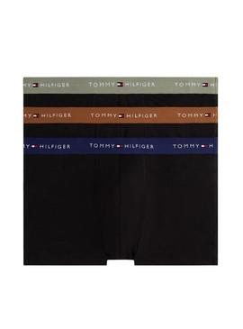 Pacote de 3 cuecas Tommy Hilfiger Trunk com cintura com logo preto para homem.