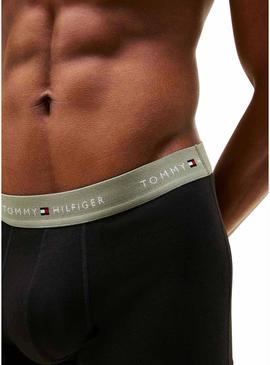 Pacote de 3 cuecas Tommy Hilfiger Trunk com cintura com logo preto para homem.