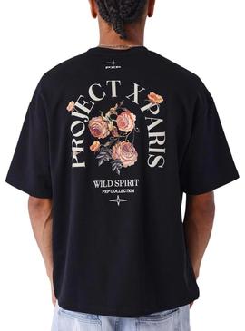Camiseta Project x Paris Roses preta para homem.