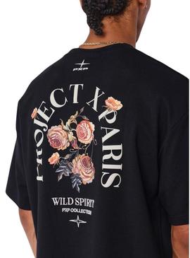 Camiseta Project x Paris Roses preta para homem.