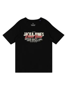 Camiseta Jack and Jones Logo preta para criança