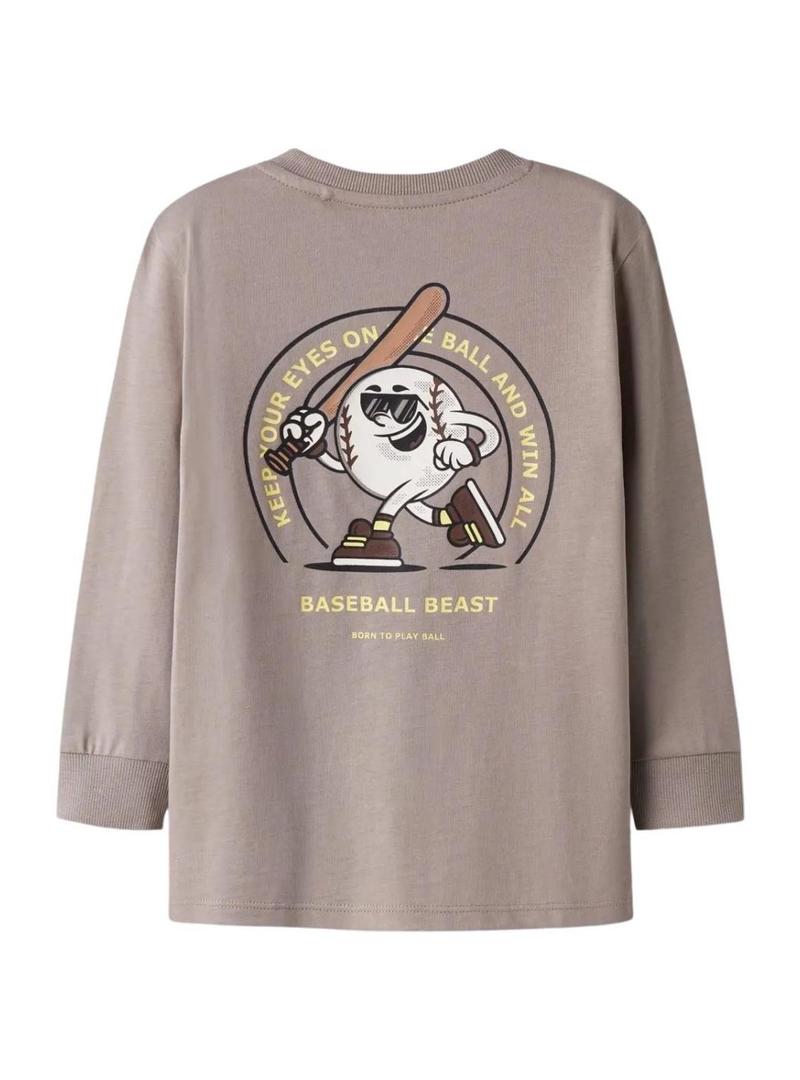 Camiseta Name It Mobay cinza topo para menino.