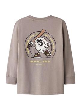 Camiseta Name It Mobay cinza topo para menino.