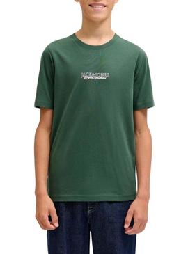 Camiseta Jack and Jones Bleecker verde para criança.