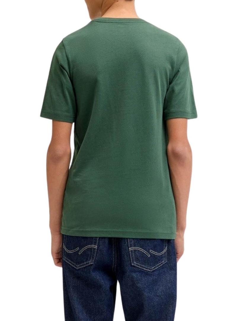 Camiseta Jack and Jones Bleecker verde para criança.